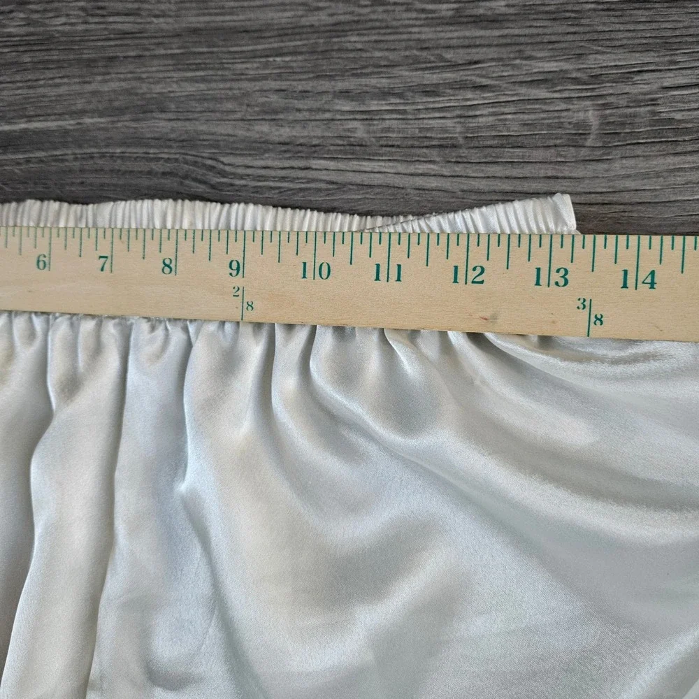 Vintage Victorias Secret Gold Label Pajama 2 Pc Set Ivory Satin Floral Stripe M - Picture 13 of 14